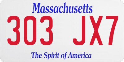 MA license plate 303JX7
