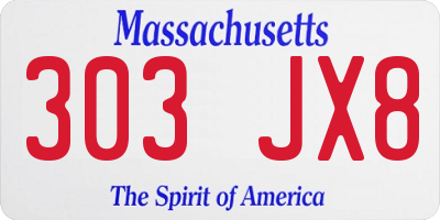 MA license plate 303JX8