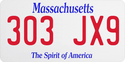 MA license plate 303JX9