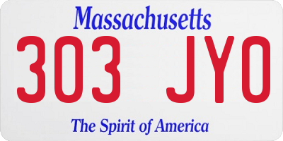 MA license plate 303JY0