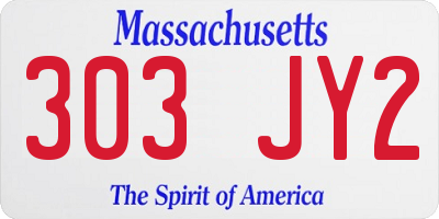 MA license plate 303JY2