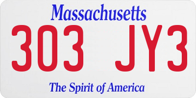 MA license plate 303JY3