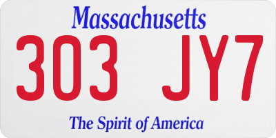 MA license plate 303JY7