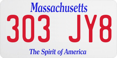 MA license plate 303JY8