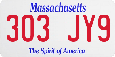 MA license plate 303JY9