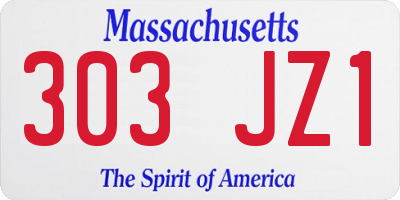 MA license plate 303JZ1