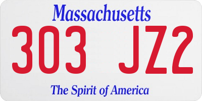 MA license plate 303JZ2