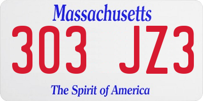 MA license plate 303JZ3