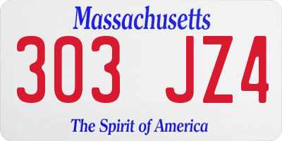 MA license plate 303JZ4