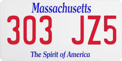 MA license plate 303JZ5