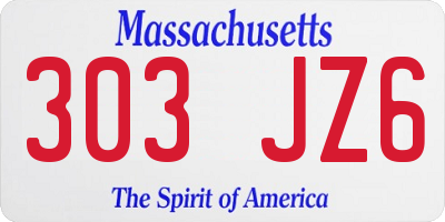 MA license plate 303JZ6