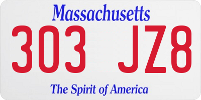 MA license plate 303JZ8