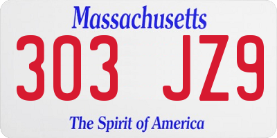 MA license plate 303JZ9