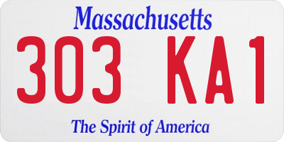 MA license plate 303KA1