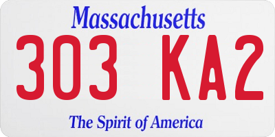 MA license plate 303KA2
