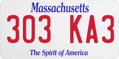 MA license plate 303KA3
