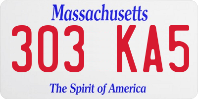 MA license plate 303KA5