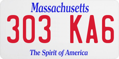 MA license plate 303KA6