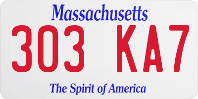MA license plate 303KA7