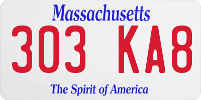 MA license plate 303KA8