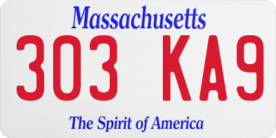 MA license plate 303KA9