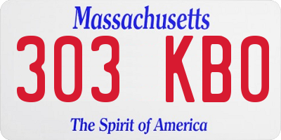 MA license plate 303KB0