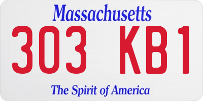 MA license plate 303KB1