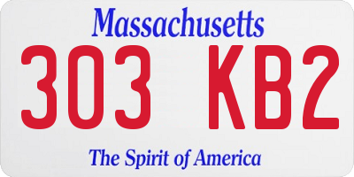 MA license plate 303KB2