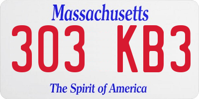 MA license plate 303KB3