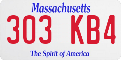 MA license plate 303KB4