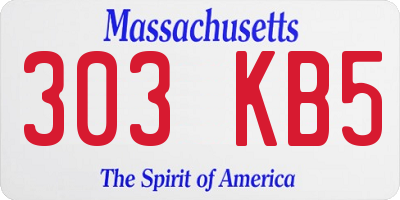 MA license plate 303KB5