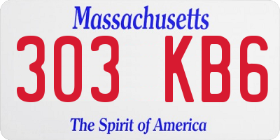 MA license plate 303KB6