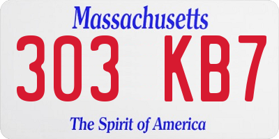 MA license plate 303KB7