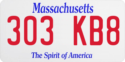 MA license plate 303KB8