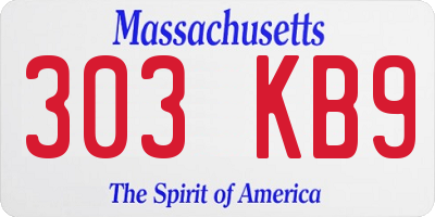 MA license plate 303KB9