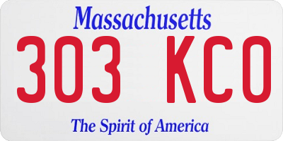MA license plate 303KC0