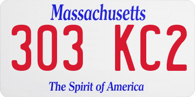 MA license plate 303KC2