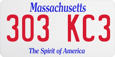 MA license plate 303KC3