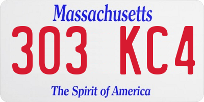 MA license plate 303KC4