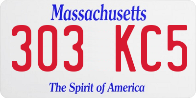 MA license plate 303KC5
