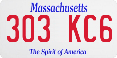 MA license plate 303KC6