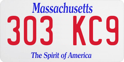MA license plate 303KC9