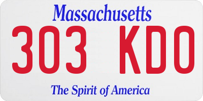 MA license plate 303KD0
