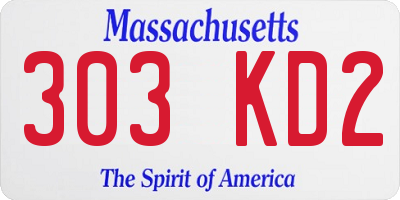 MA license plate 303KD2
