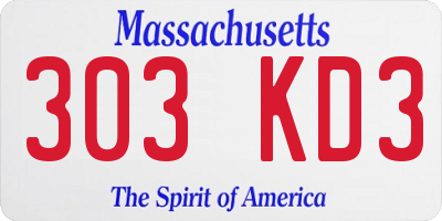 MA license plate 303KD3