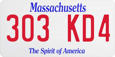 MA license plate 303KD4