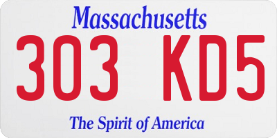 MA license plate 303KD5