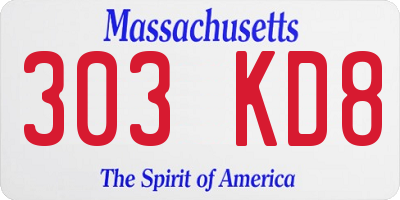 MA license plate 303KD8