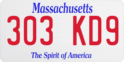 MA license plate 303KD9