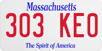 MA license plate 303KE0